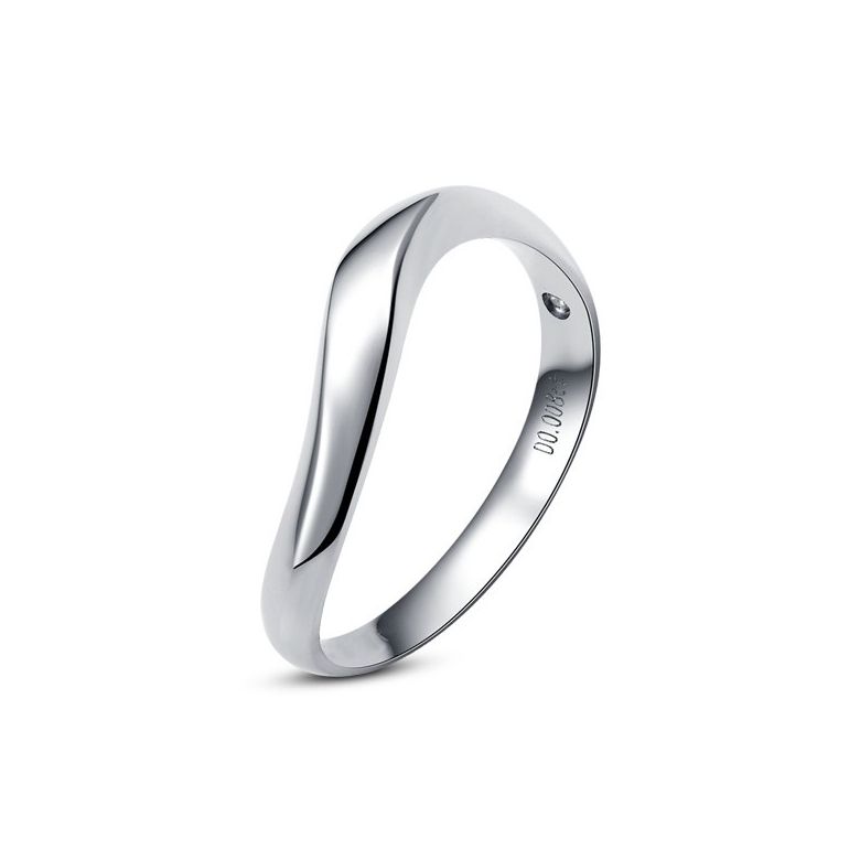 Alliance ondulée or blanc - Alliance homme avec diamant - 1