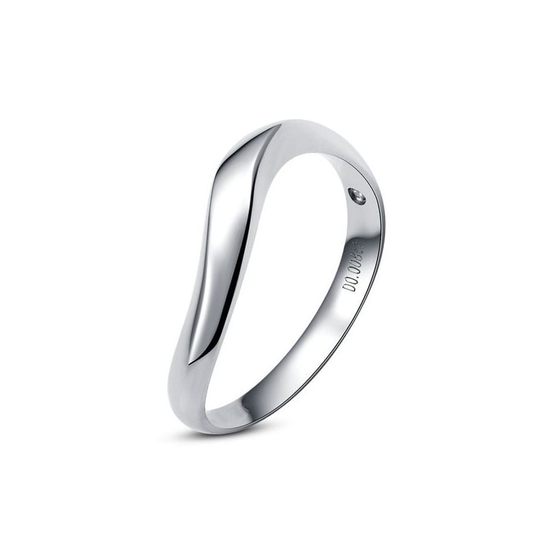 Alliance ondulée platine - Alliance homme avec diamant - 1