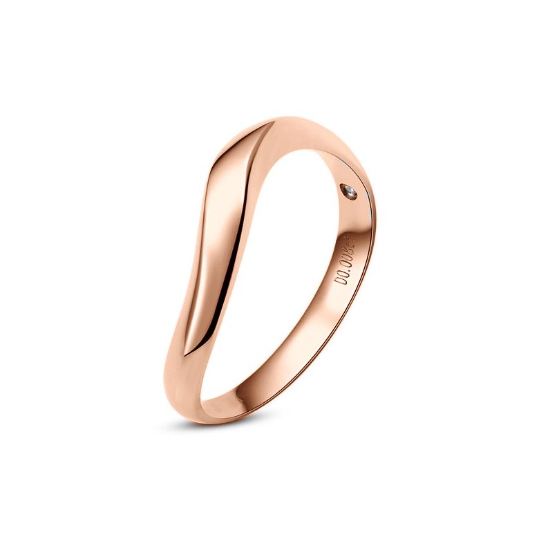 Alliance ondulée or rose - Alliance homme avec diamant - 1