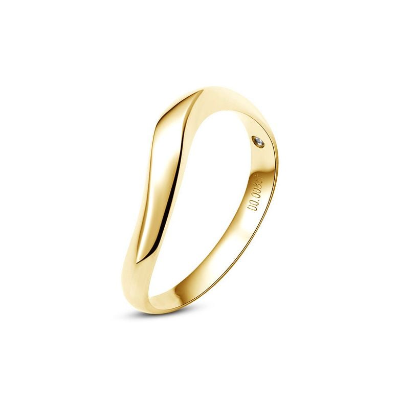 Alliance ondulée or jaune - Alliance homme avec diamant - 1