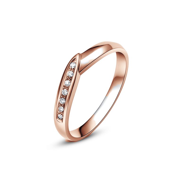 Alliance de mariage femme - Or rose - Diamant - 1