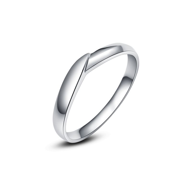 Alliance de mariage homme - Or blanc - Diamant - 1