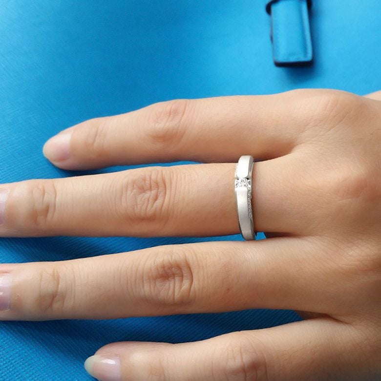 Achat alliances mariage - Alliances Solitaires Duo - Or blanc, diamants - 4