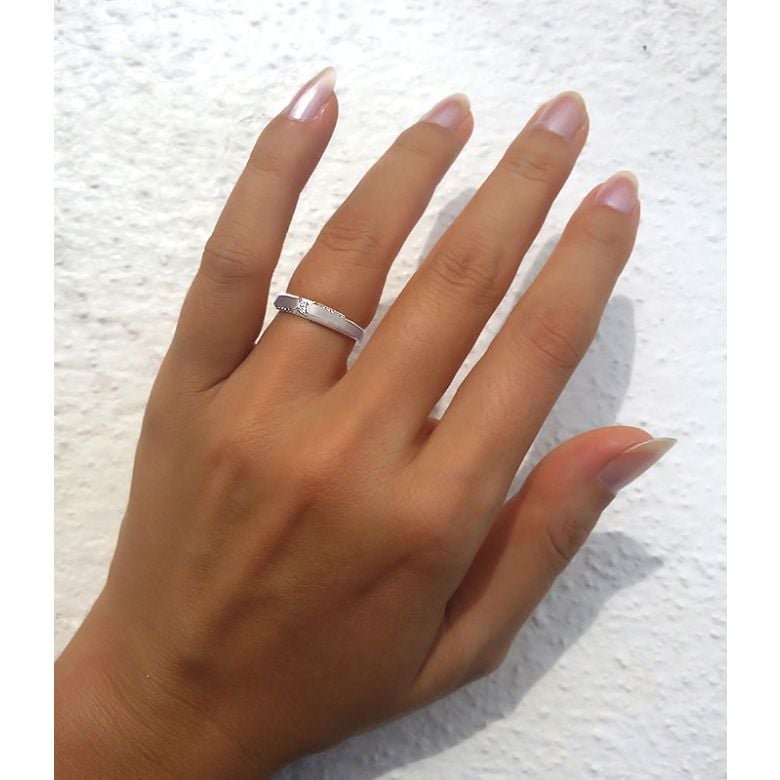 Achat alliances mariage - Alliances Solitaires Duo - Or blanc, diamants - 6
