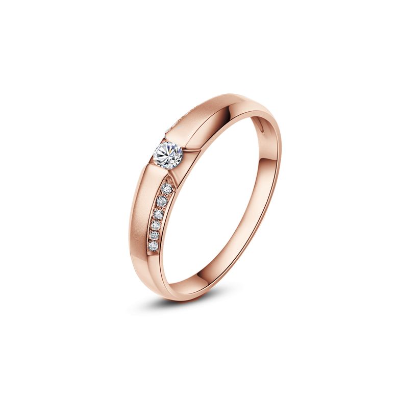 Achat alliance mariage - Alliance Solitaire Femme - Or rose, diamants | Garland  - 1