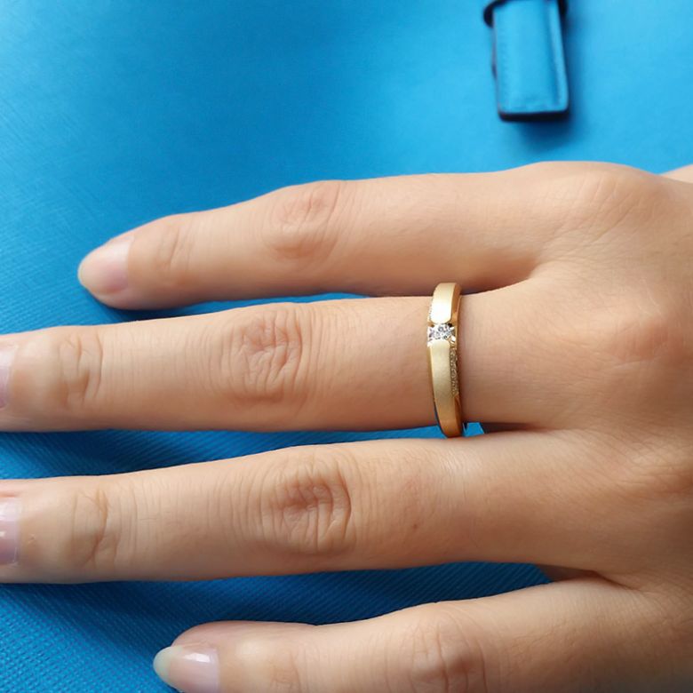 Achat alliance mariage - Alliance Solitaire Femme - Or jaune, diamants | Dietrich - 2