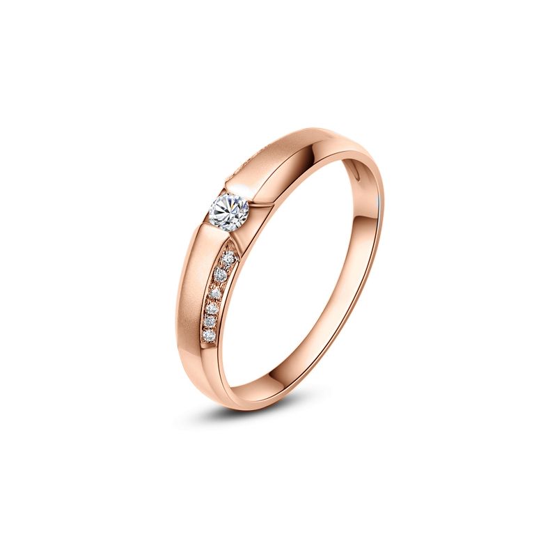 Achat alliance mariage - Alliance Solitaire Homme - Or rose, diamants | Colin - 1