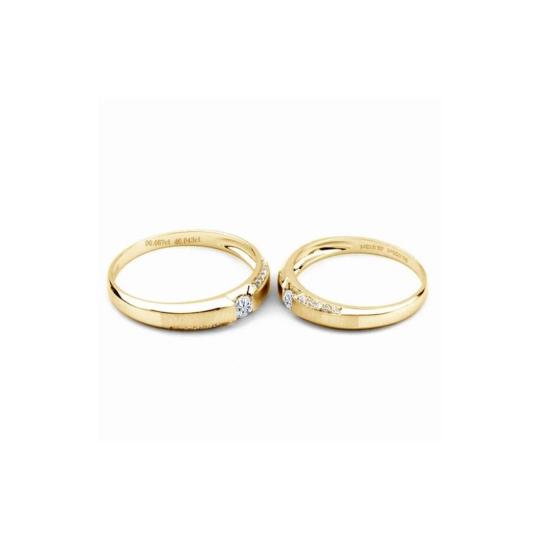 Achat alliances mariage - Alliances Solitaires Duo - Or jaune, diamants - 2