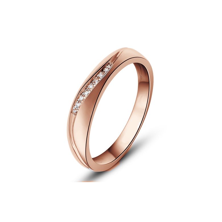Alliance or mariage - Alliance diamants - Or rose, Femme - 1