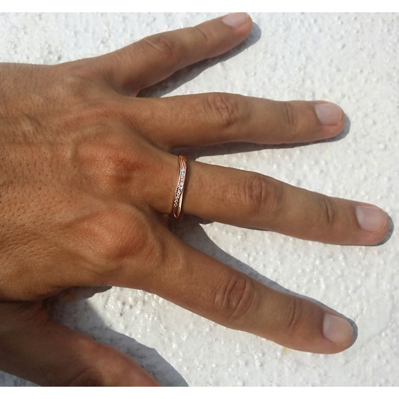 Alliance or mariage - Alliance diamants - Or rose, Homme - 3