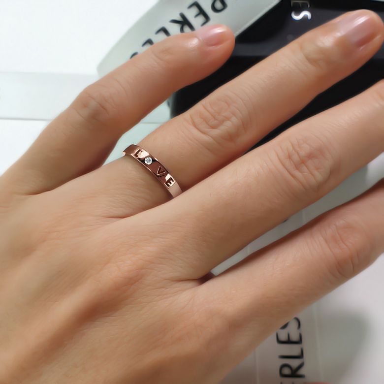 Alliance Love - Alliance femme or rose - Diamant - 2