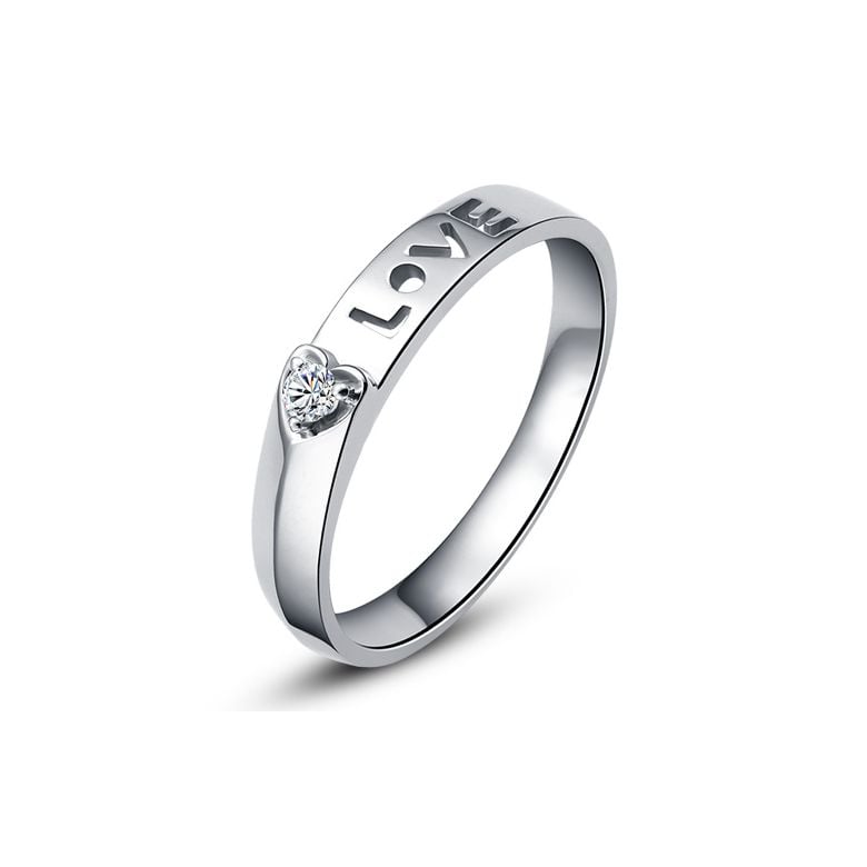 Alliance Love & Coeur de diamant - Or blanc 750/1000 - Pour Femme - 1