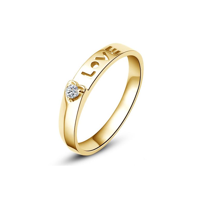 Alliance Love & Coeur de diamant - Or jaune 750/1000 - Pour Femme - 1