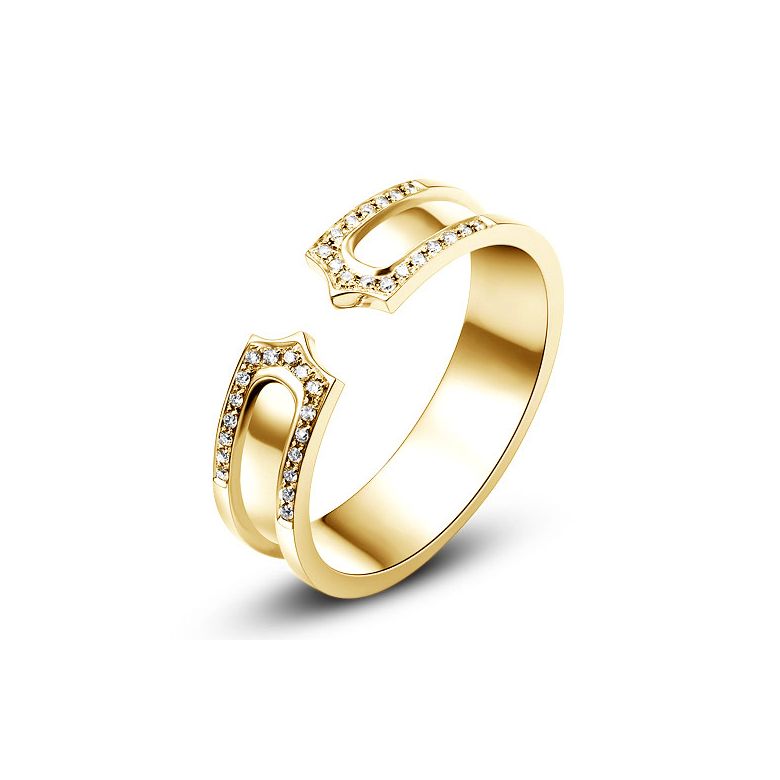 Alliance or jaune originale - Anneau discontinu pour Lui - Diamants - 1
