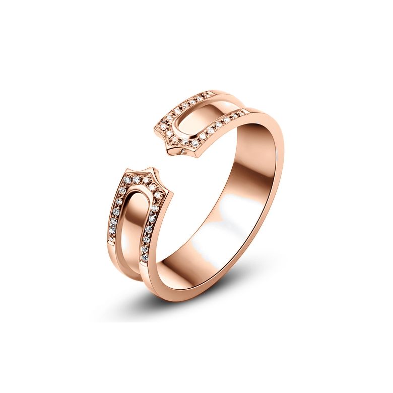 Alliance or rose originale - Anneau discontinu pour Lui - Diamants - 1