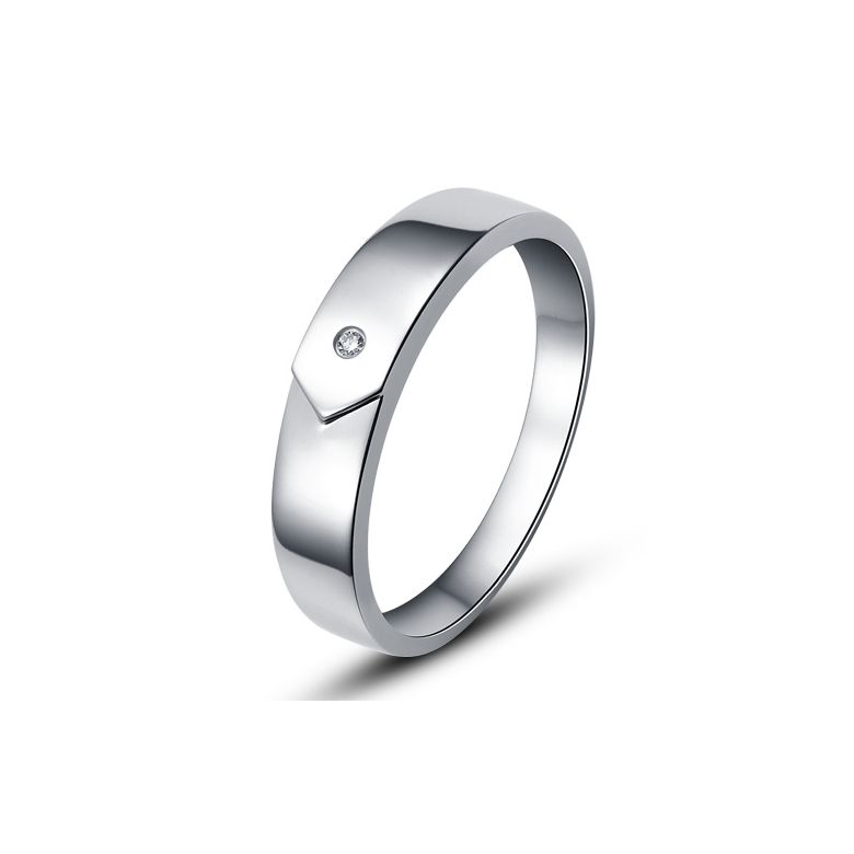 Alliance moderne et sobre pour Homme - Platine 750/1000  - Diamant - 1