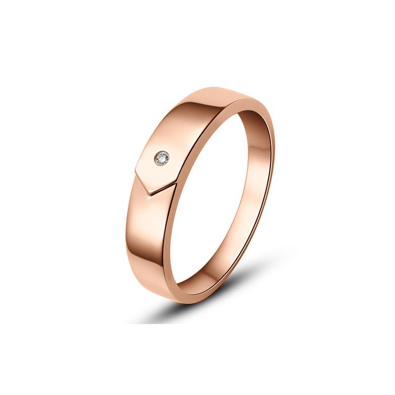 Alliance moderne et sobre pour Homme - Or rose 750/1000  - Diamant - 1