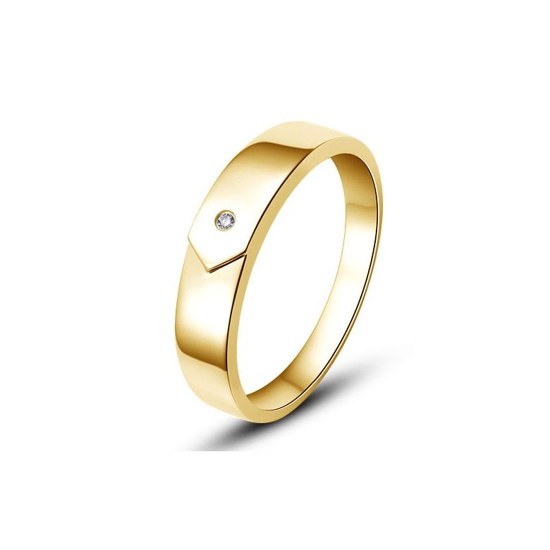 Alliance moderne et sobre pour Homme - Or jaune 750/1000  - Diamant - 1
