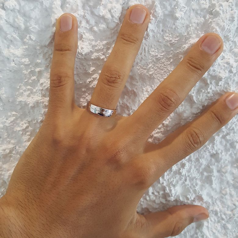Alliance Homme or blanc 18cts - Diamant serti clos - 3