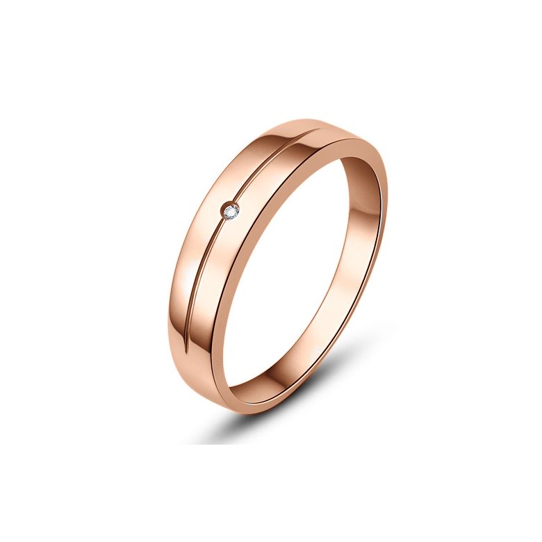 Alliance Homme or rose 18cts - Diamant serti clos - 1