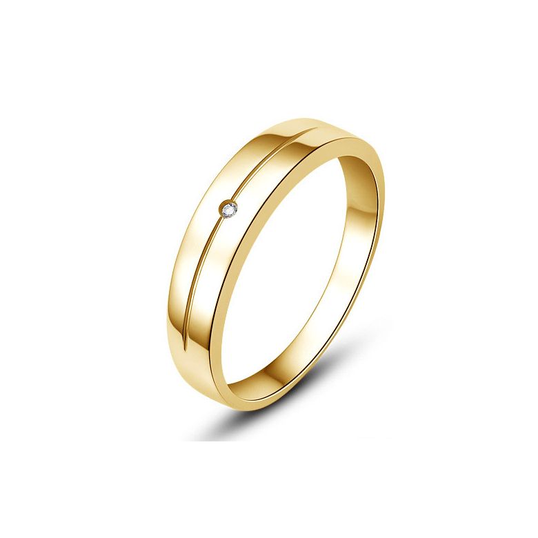 Alliance Homme or jaune 18cts - Diamant serti clos - 1