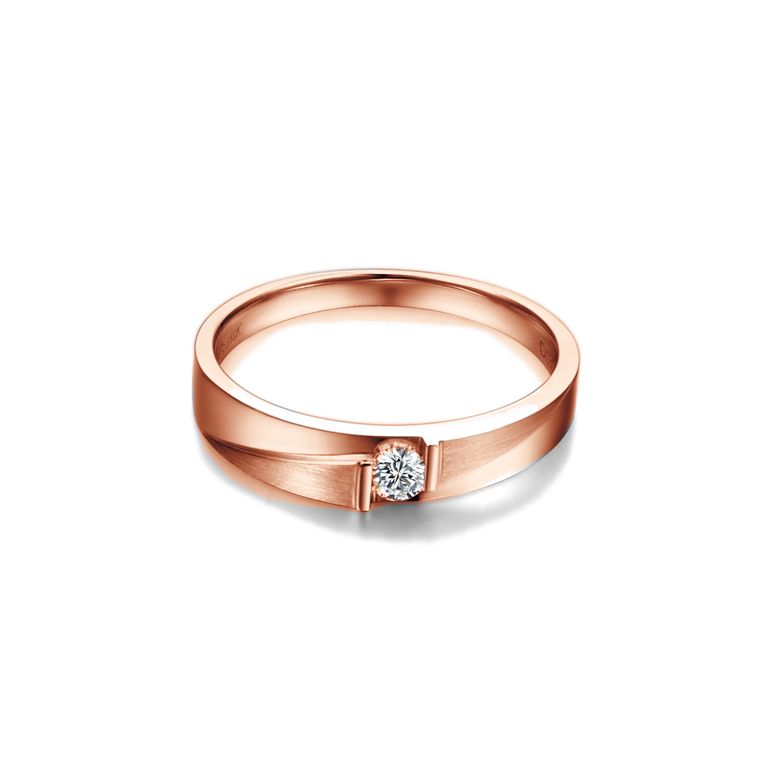 Alliance diamant sertissage demi clos - Métal or rose 18cts - Femme - 1