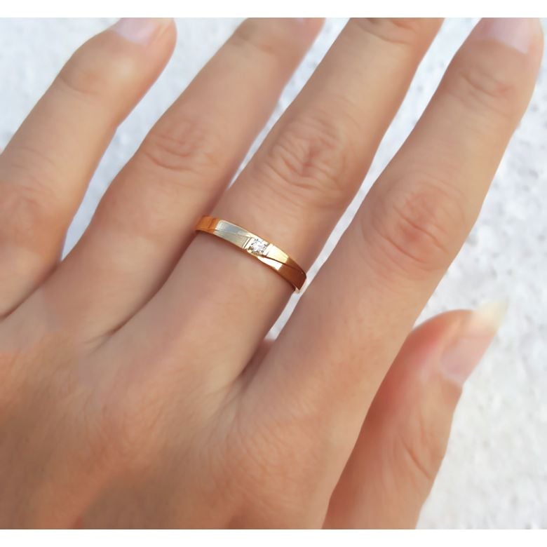 Alliance diamant sertissage demi clos - Métal or jaune 18cts - Femme - 2