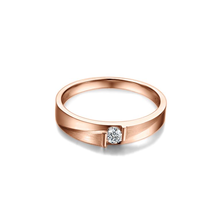 Alliance diamant sertissage demi clos - Métal or rose 18cts - Homme - 1