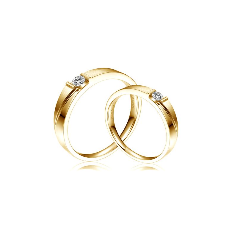 Alliances diamants sertissage demi clos - Métal or jaune 18cts - Duo - 1