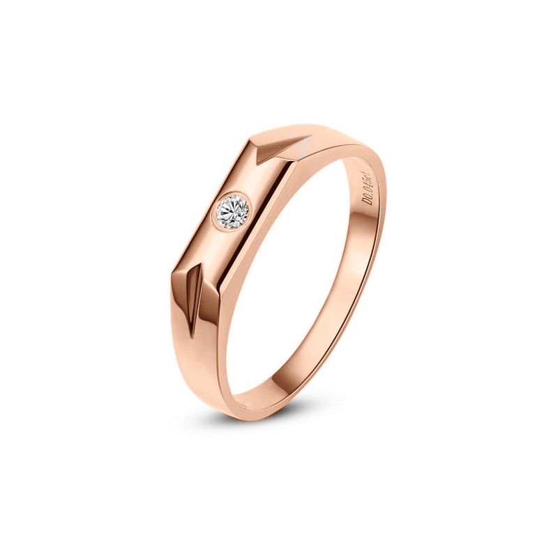 Alliance Homme. Or rose. Diamant 0.045ct - 1