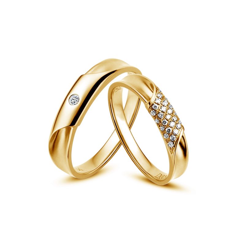 Duo d'alliances prestige - Or jaune, diamants - 1
