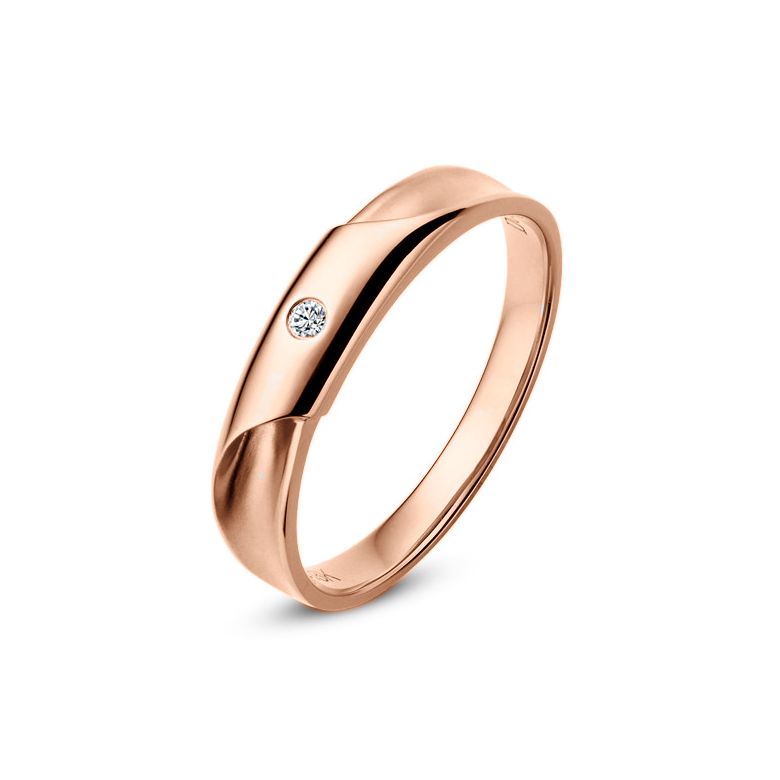 Alliance Homme - Or rose - Diamant 0.045ct | Lucas - 1