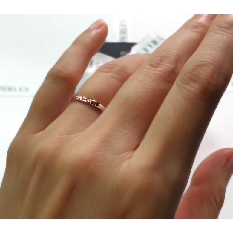 Alliance Femme. Or rose. Diamants 0.040ct - 2