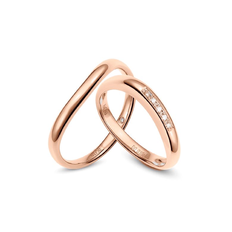Alliance Homme. Or rose. Diamant 0.011ct - 2