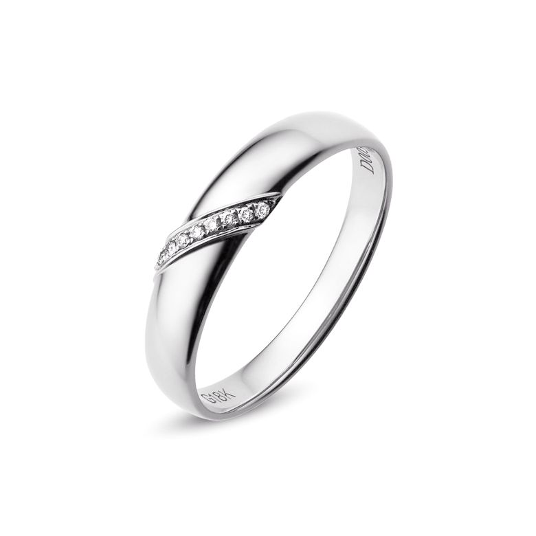 Alliance de Mariage Homme Sacha - Or Blanc & Diamants - 1