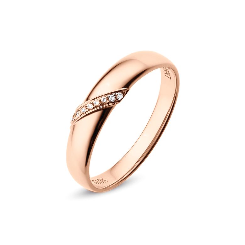 Alliance de Mariage Homme Sacha - Or Rose & Diamants - 1