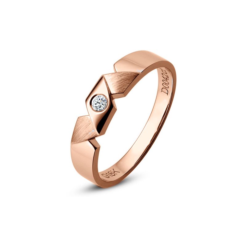 Alliance Homme moderne. Style géométrique. Or rose, diamants - 1