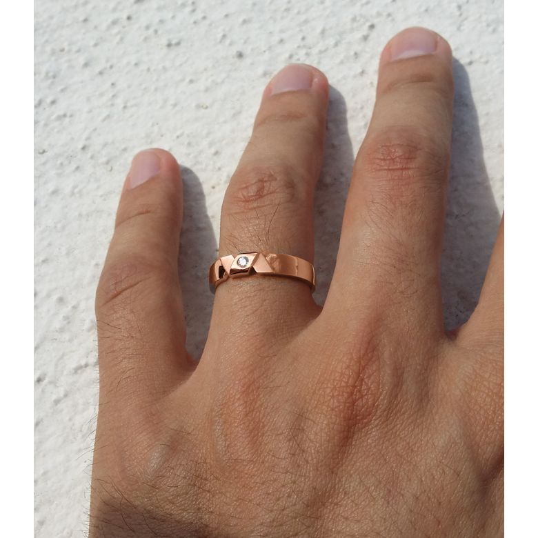 Alliance Homme moderne. Style géométrique. Or rose, diamants - 2