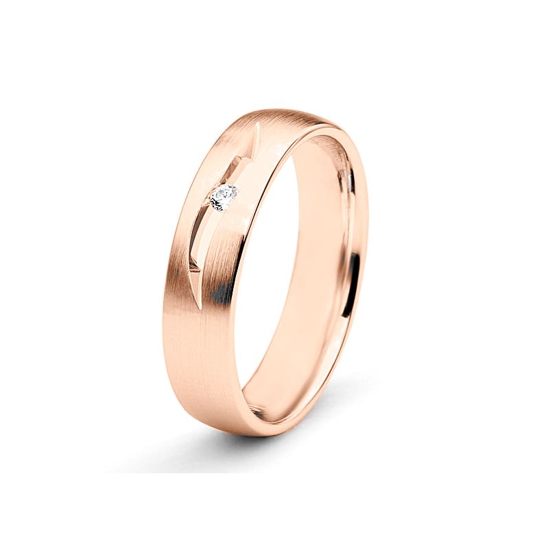 Alliance diamant or rose - Lignes pures et découpées - Femme - 1