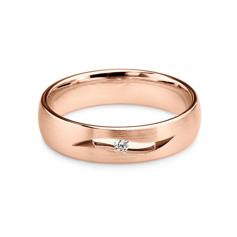 Alliance diamant or rose - Lignes pures et découpées - Femme - 2