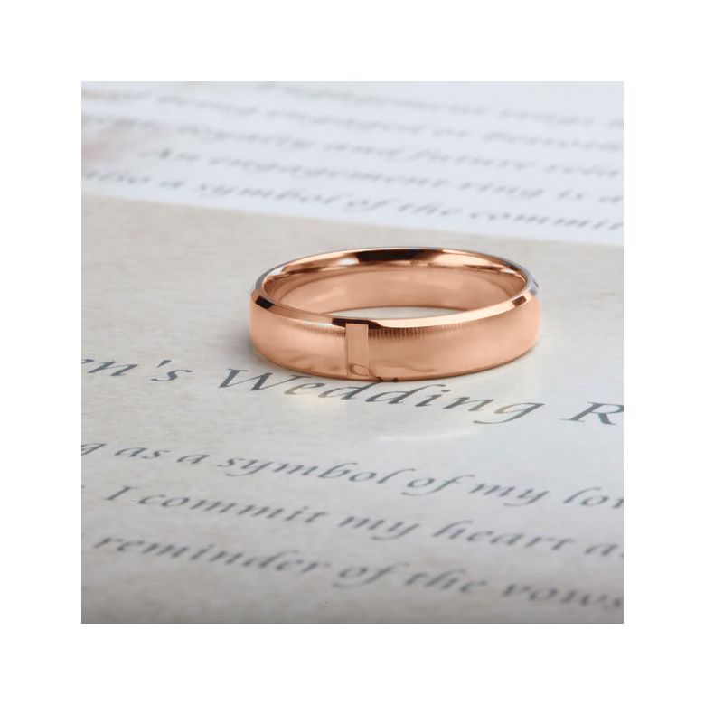 Alliance d'exception Homme - Ruban plat brossé et mate - Or rose | Cynan - 5