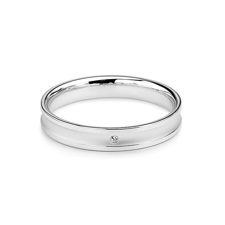 Alliance Femme en or blanc et diamant - Incurvation précieuse - 2