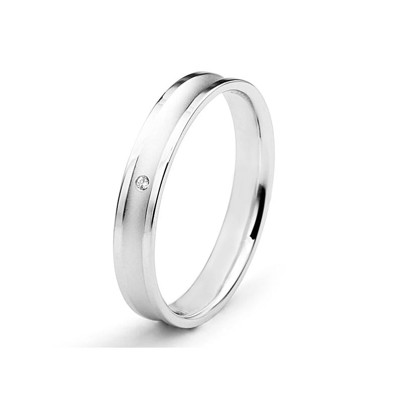 Alliance Femme en or blanc et diamant - Incurvation précieuse - 1