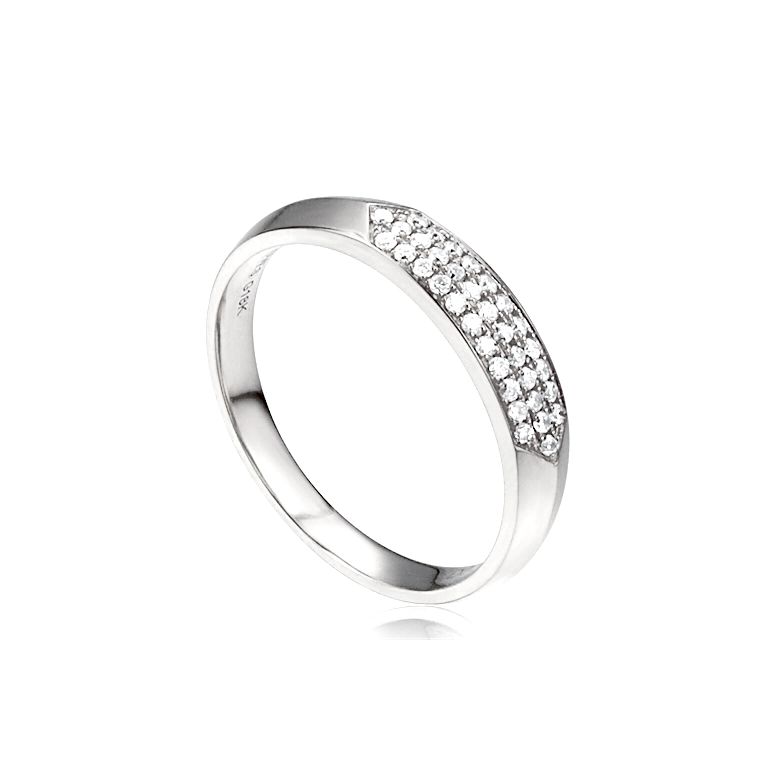Alliance en biseau pour elle. Platine, diamants pavés | Mélancolique - 1