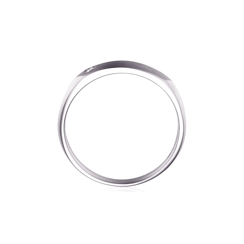 Alliance homme taillée biseau - Or blanc brossé et poli - Diamant | karasek - 5