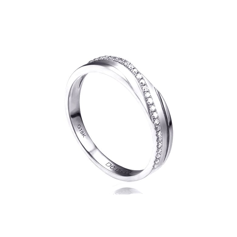 Alliance anneau de prestige. Union symbolique. Diamants, or blanc - 1