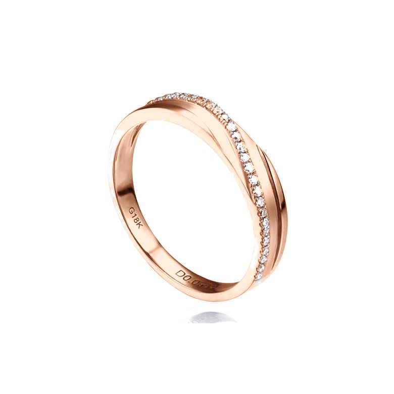 Alliance anneau de prestige. Union symbolique. Diamants, or rose - 1