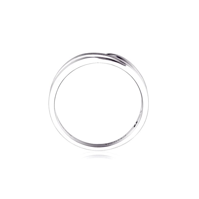 Alliance homme or blanc stylé en diagonale. Diamant clos | Eolas - 6