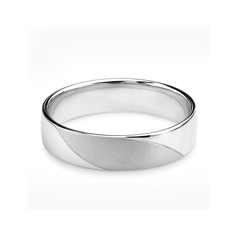 Alliance homme - Lignes fluides or blanc - Polie, brossée - 3