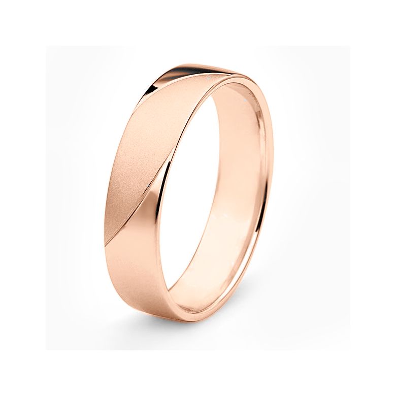 Alliance homme - Lignes fluides or rose - Polie, brossée - 1